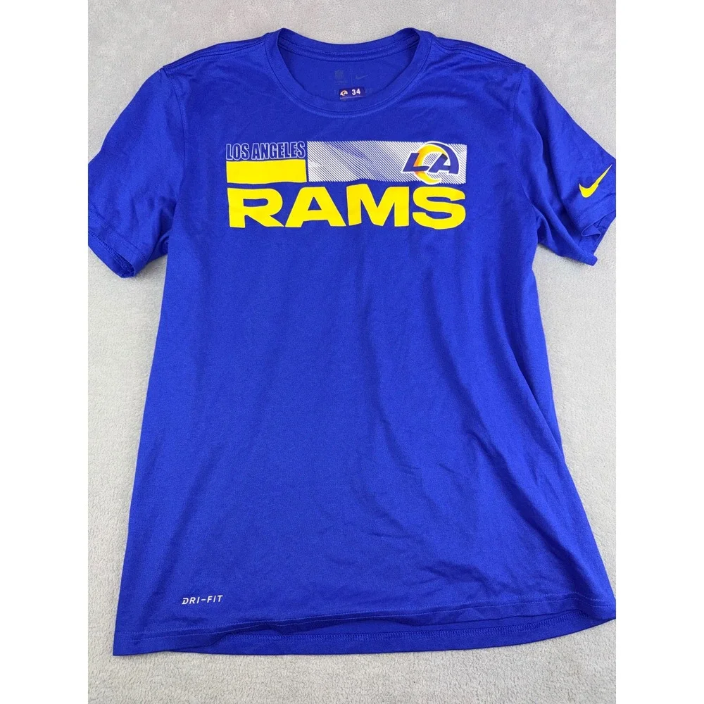 Nike Mens‎ Medium Los Angeles Rams NFL Dri-FIT Graphic T-Shirt Royal Blue